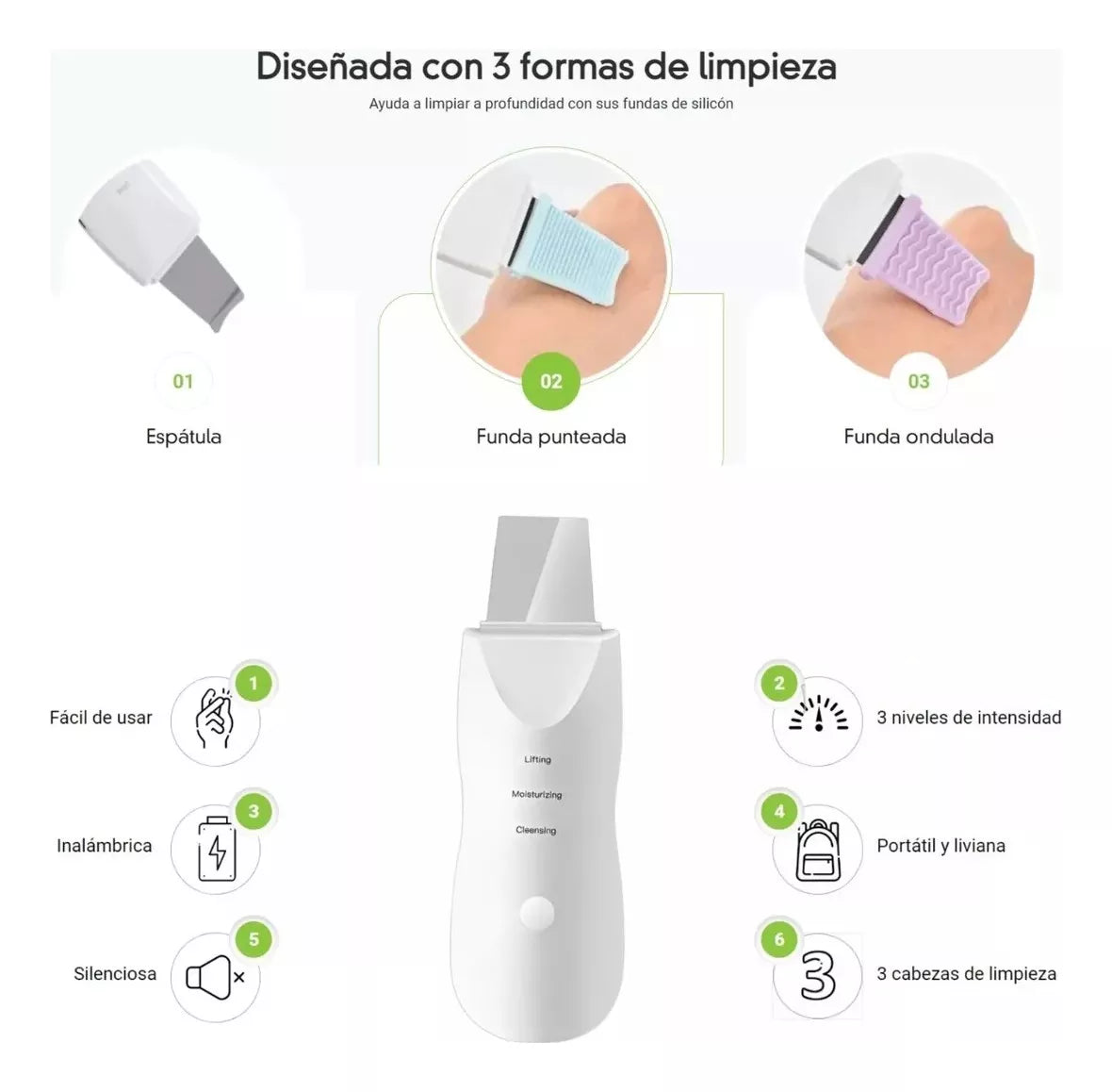 PALETA LIMPIADOR ULTRASÓNICA FACIAL